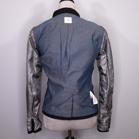 Gap Jacket Womens 4 Charcoal Gray Wool Blend Tweed Academy Blazer Lined Career - Picture 11 of 15